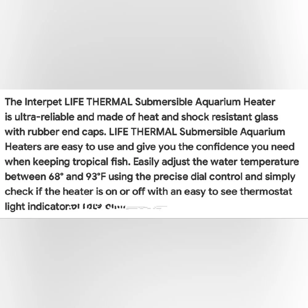 Life Thermal Submersible Aquarium Heater